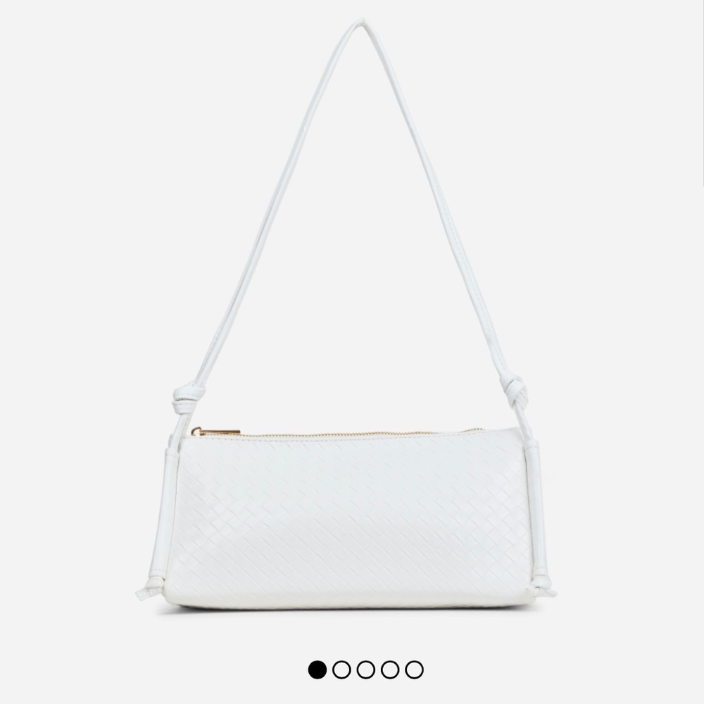 NWT EGO ORCHID WOVEN KNOTTED STRAP DETAIL RECTANGLE SHAPED SHOULDER BAG WHITE